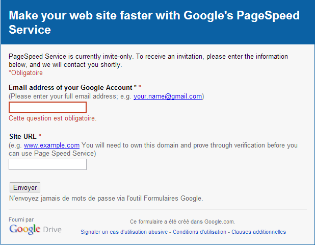 Google PageSpeed Service approval analysis report